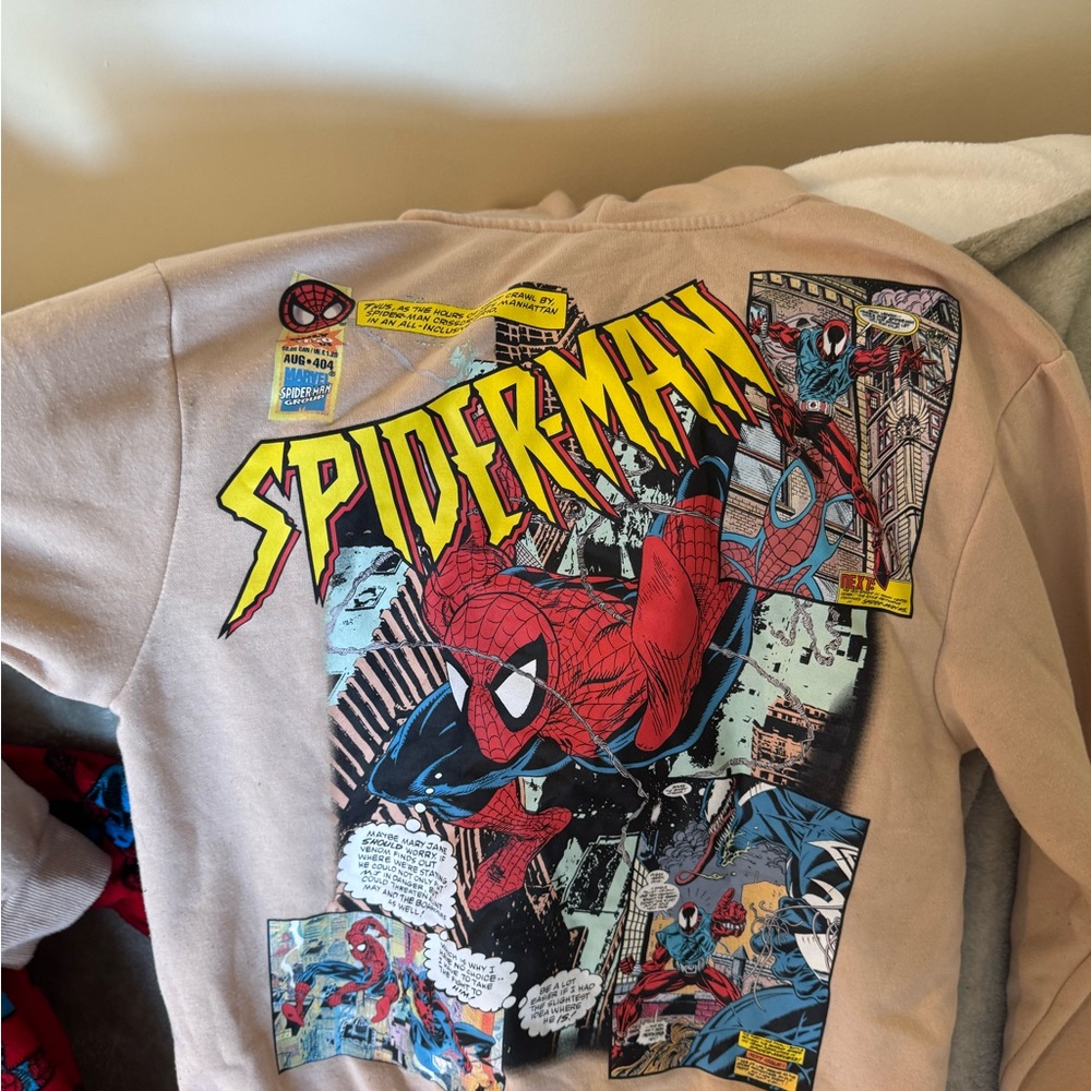 Spiderman Comic Print Kids Sweater - Red, Yellow, Blue